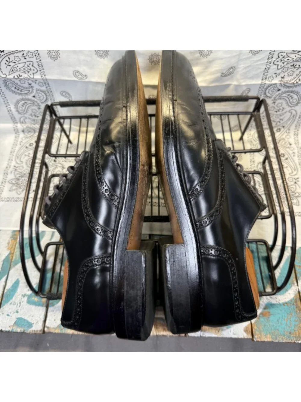 J Crew Italian Leather Wingtip Oxford Black Dress Shoes Size 11Made in Italy